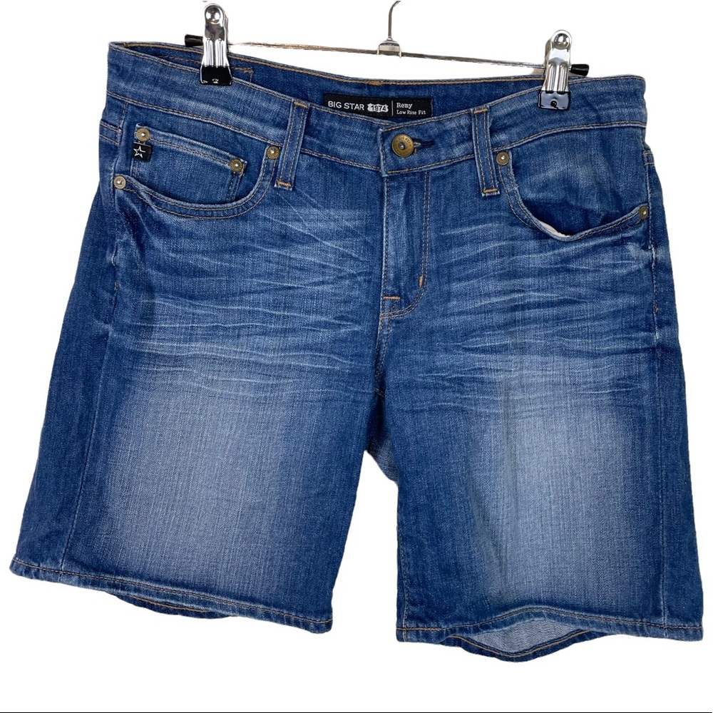 Big Star 1974 Remy Low Rise Fit Denim Blue Jean Shorts Size 29 Embroidered Nice